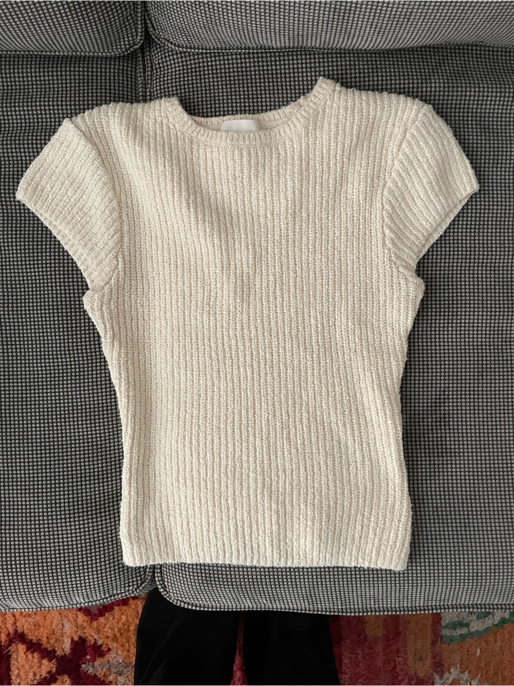H&M Cream Textured Short Sleeve Top
